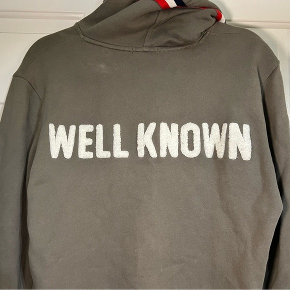Well Known Studios Pullover Hoodie Sweatshirt Gray Grey Green Size Medium Mens - Picture 3 of 9